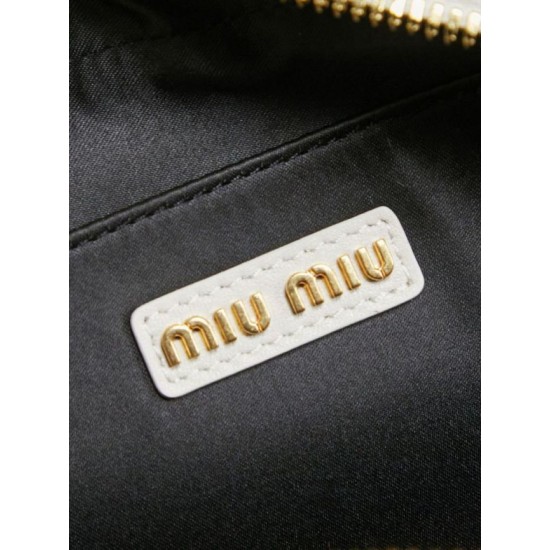 Qualità superiore Replica Borsa tote Miu Miu Arcadie nappa trapuntata 5BB123 Bianco Imitazione Outlet