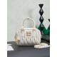 Qualità superiore Replica Borsa tote Miu Miu Arcadie nappa trapuntata 5BB123 Bianco Imitazione Outlet