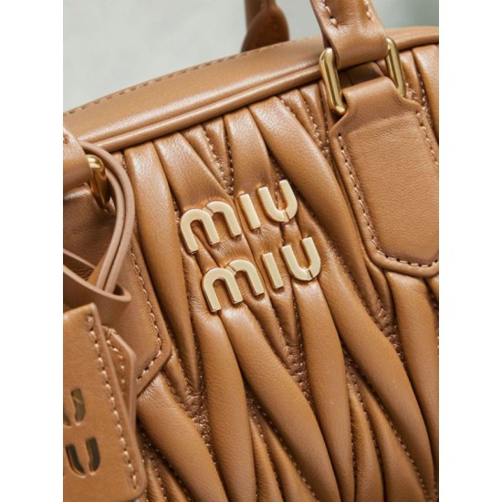 Qualità superiore Replica Borsa tote Miu Miu Arcadie nappa trapuntata 5BB123 marrone Imitazione Outlet