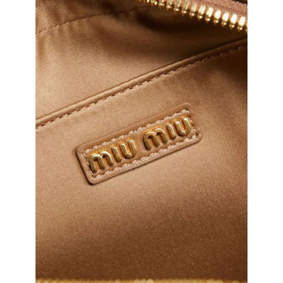 Qualità superiore Replica Borsa tote Miu Miu Arcadie nappa trapuntata 5BB123 marrone Imitazione Outlet