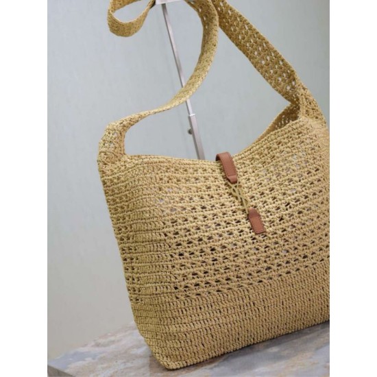 Qualità superiore Replica Borsa hobo YSL Saint Laurent Le 5 à 7 in rafia Naturale Imitazione Outlet
