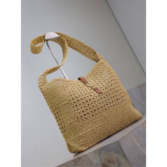 Qualità superiore Replica Borsa hobo YSL Saint Laurent Le 5 à 7 in rafia Naturale Imitazione Outlet