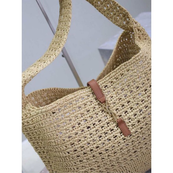 Qualità superiore Replica Borsa hobo YSL Saint Laurent Le 5 à 7 in rafia Naturale Imitazione Outlet