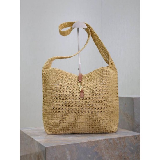 Qualità superiore Replica Borsa hobo YSL Saint Laurent Le 5 à 7 in rafia Naturale Imitazione Outlet