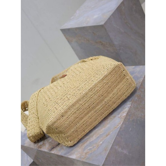 Qualità superiore Replica Borsa hobo YSL Saint Laurent Le 5 à 7 in rafia Naturale Imitazione Outlet