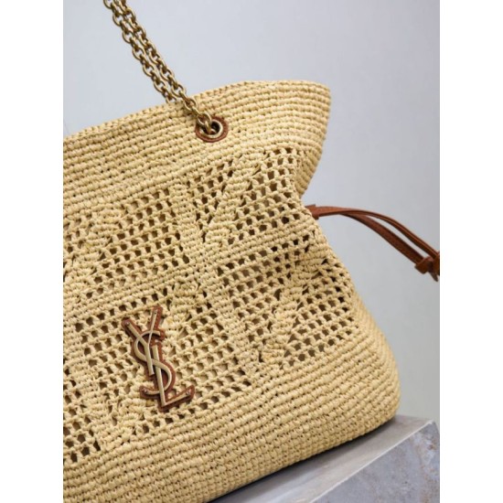 Qualità superiore Replica Borse shopping Jamie YSL Saint Laurent Rafia Imitazione Outlet