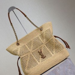 Qualità superiore Replica Borse shopping Jamie YSL Saint Laurent Rafia Naturale Imitazione Outlet