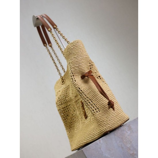 Qualità superiore Replica Borse shopping Jamie YSL Saint Laurent Rafia Naturale Imitazione Outlet