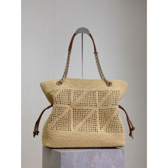 Qualità superiore Replica Borse shopping Jamie YSL Saint Laurent Rafia Naturale Imitazione Outlet