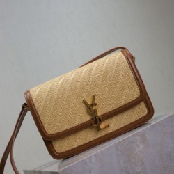 Qualità superiore Replica Borsa media YSL Saint Laurent Solferino 23CM rafia mattone naturale Imitazione Outlet