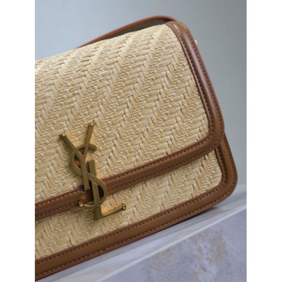 Qualità superiore Replica Borsa media YSL Saint Laurent Solferino 23CM rafia mattone naturale Imitazione Outlet