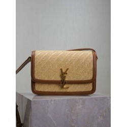 Qualità superiore Replica Borsa media YSL Saint Laurent Solferino 23CM rafia mattone naturale Imitazione Outlet