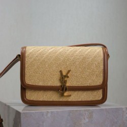 Qualità superiore Replica Borsa media YSL Saint Laurent Solferino 23CM rafia mattone naturale Imitazione Outlet