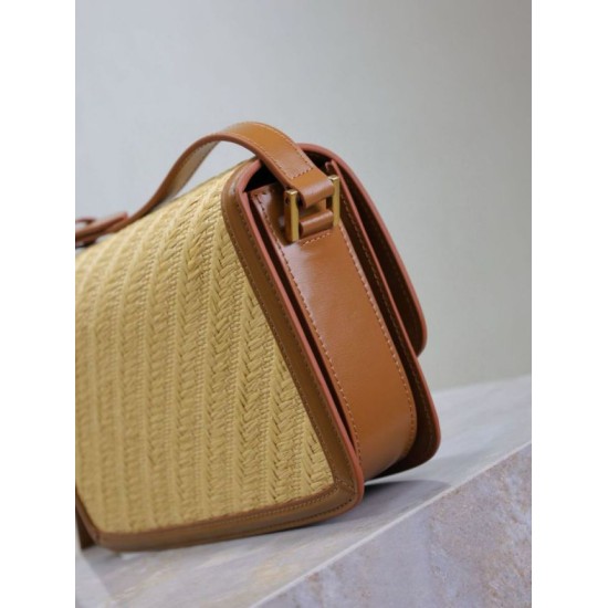 Qualità superiore Replica Borsa media YSL Saint Laurent Solferino 23CM rafia mattone naturale Imitazione Outlet