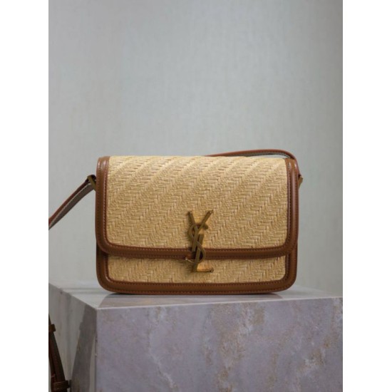Qualità superiore Replica Borsa media YSL Saint Laurent Solferino 23CM rafia mattone naturale Imitazione Outlet