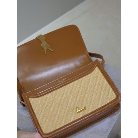 Qualità superiore Replica Borsa media YSL Saint Laurent Solferino 23CM rafia mattone naturale Imitazione Outlet