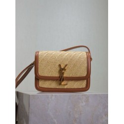 Qualità superiore Replica Borsa a tracolla in rafia YSL Saint Laurent Solferino 19cm Imitazione Outlet