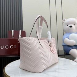 Qualità superiore Replica Borsa tote media Gucci 855279 GG Marmont Rosa Imitazione Outlet
