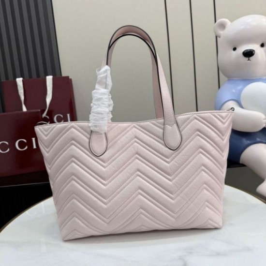 Qualità superiore Replica Borsa tote media Gucci 855279 GG Marmont Rosa Imitazione Outlet
