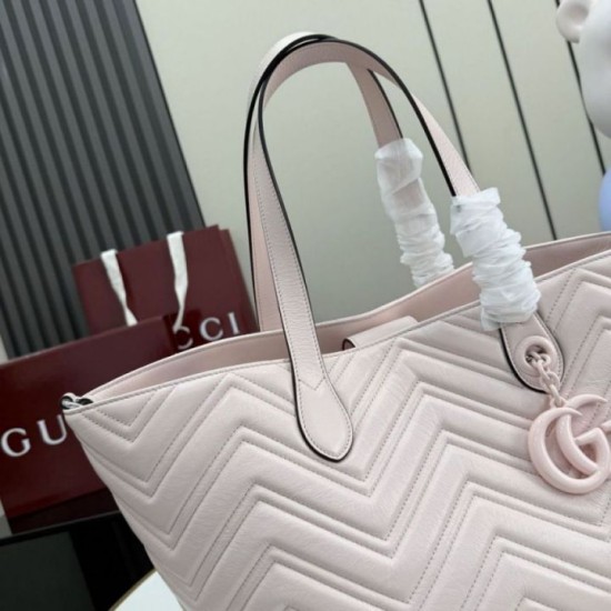 Qualità superiore Replica Borsa tote media Gucci 855279 GG Marmont Rosa Imitazione Outlet