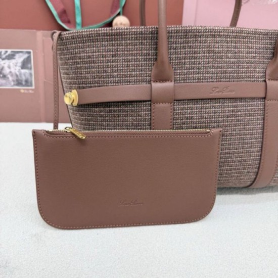 Qualità superiore Replica Borsa shopper Loro Piana Ghiera Marrone Imitazione Outlet