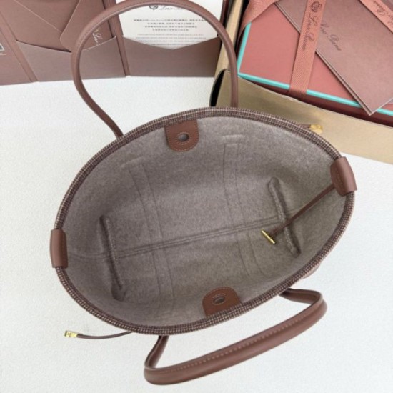 Qualità superiore Replica Borsa shopper Loro Piana Ghiera Marrone Imitazione Outlet
