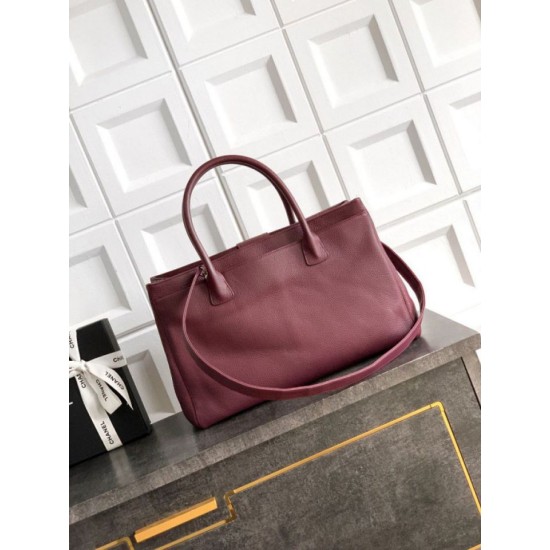 Qualità superiore Replica Borsa tote Chanel Executive Cerf Borgogna Imitazione Outlet