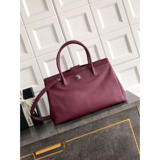 Qualità superiore Replica Borsa tote Chanel Executive Cerf Borgogna Imitazione Outlet