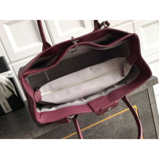 Qualità superiore Replica Borsa tote Chanel Executive Cerf Borgogna Imitazione Outlet