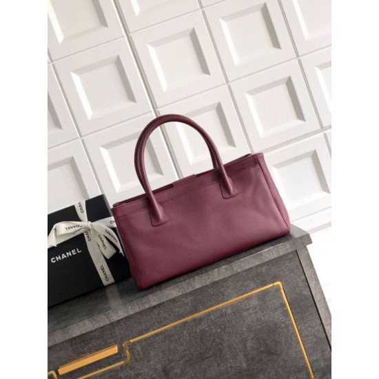 Qualità superiore Replica Borsa shopper Chanel Cerf Executive in pelle di vitello 32cm Borgogna Imitazione Outlet