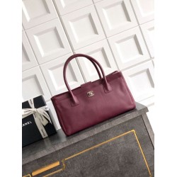 Qualità superiore Replica Borsa shopper Chanel Cerf Executive in pelle di vitello 32cm Borgogna Imitazione Outlet