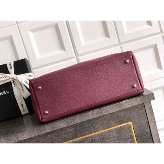 Qualità superiore Replica Borsa shopper Chanel Cerf Executive in pelle di vitello 32cm Borgogna Imitazione Outlet