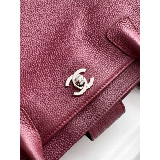 Qualità superiore Replica Borsa shopper Chanel Cerf Executive in pelle di vitello 32cm Borgogna Imitazione Outlet