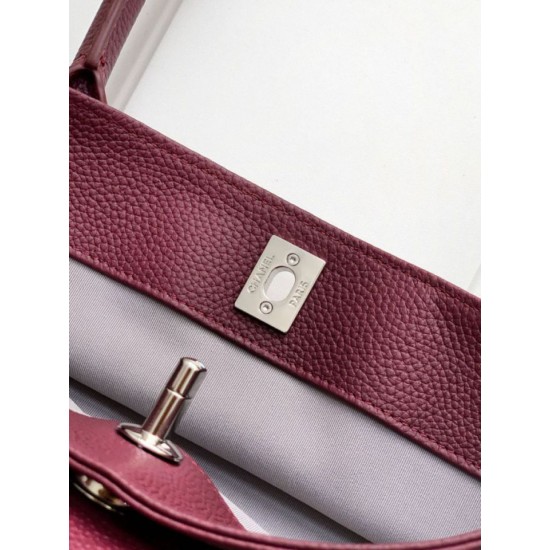 Qualità superiore Replica Borsa shopper Chanel Cerf Executive in pelle di vitello 32cm Borgogna Imitazione Outlet