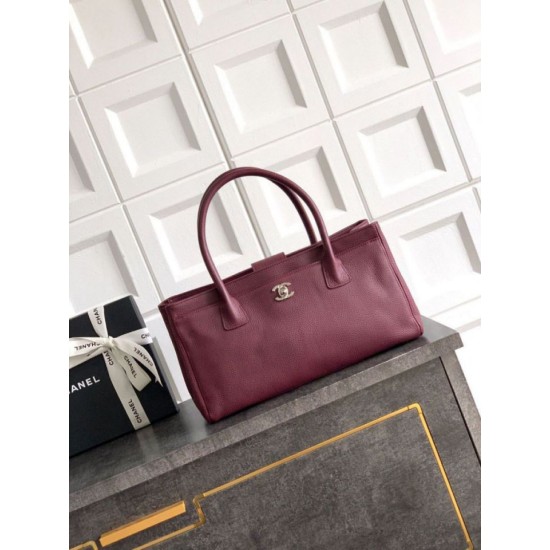 Qualità superiore Replica Borsa shopper Chanel Cerf Executive in pelle di vitello 32cm Borgogna Imitazione Outlet