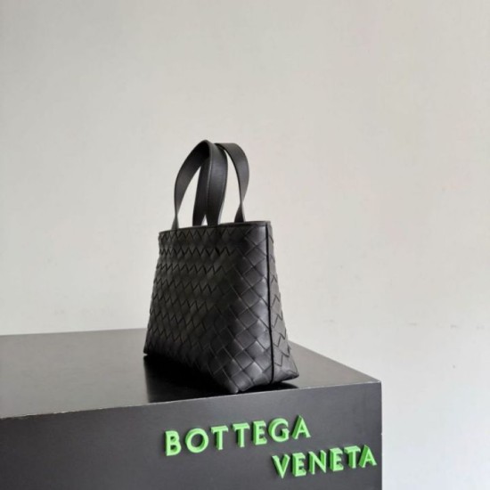 Qualità superiore Replica Borsa tote unsex piccola con cerniera intrecciata Bottega Veneta Nero Imitazione Outlet