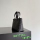 Qualità superiore Replica Borsa tote unsex piccola con cerniera intrecciata Bottega Veneta Nero Imitazione Outlet