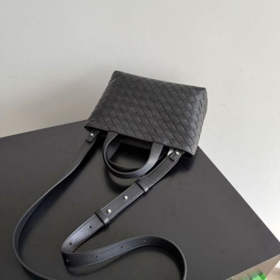 Qualità superiore Replica Borsa tote unsex piccola con cerniera intrecciata Bottega Veneta Nero Imitazione Outlet