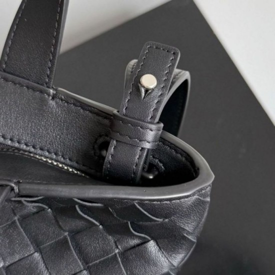Qualità superiore Replica Borsa tote unsex piccola con cerniera intrecciata Bottega Veneta Nero Imitazione Outlet