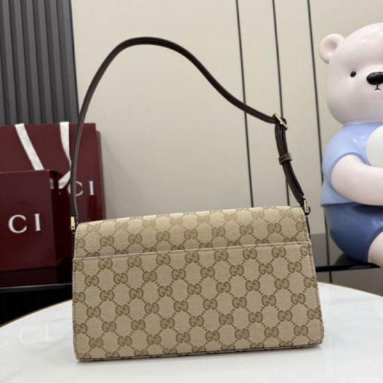 Qualità superiore Replica Borsa a tracolla media Gucci Horsebit Ristretto A0020Y marrone Imitazione Outlet