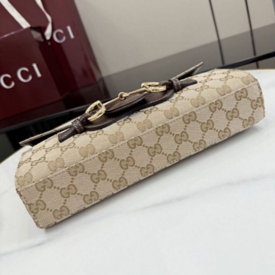 Qualità superiore Replica Borsa a tracolla media Gucci Horsebit Ristretto A0020Y marrone Imitazione Outlet