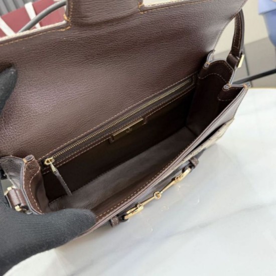 Qualità superiore Replica Borsa a tracolla media Gucci Horsebit Ristretto A0020Y marrone Imitazione Outlet
