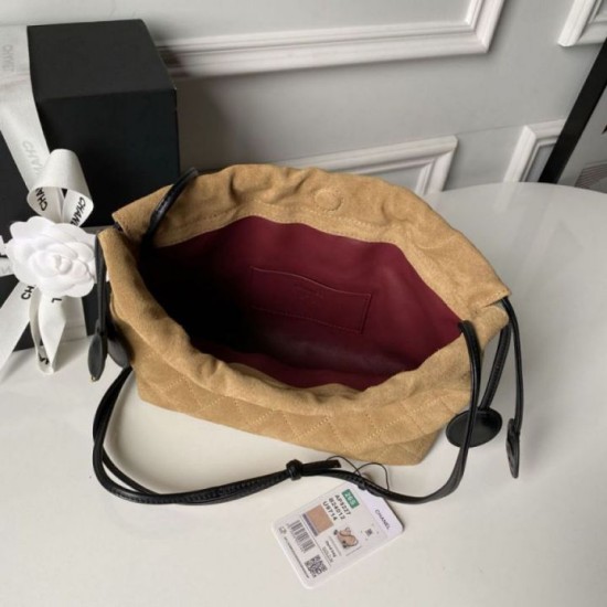 Qualità superiore Replica Borsa a secchiello Chanel AP5317 con coulisse scamosciata marrone Imitazione Outlet