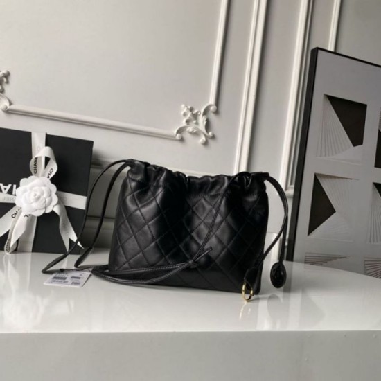 Qualità superiore Replica Borsa a secchiello trapuntata Chanel 26s con coulisse AP5317 Nero Imitazione Outlet