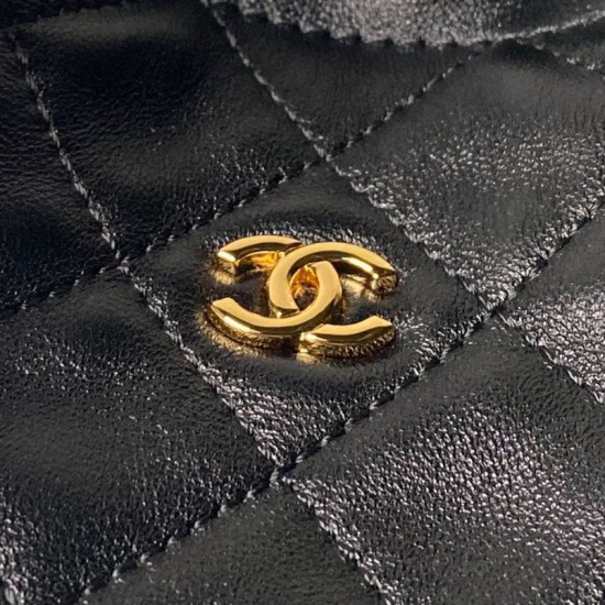 Qualità superiore Replica Borsa a secchiello trapuntata Chanel 26s con coulisse AP5317 Nero Imitazione Outlet