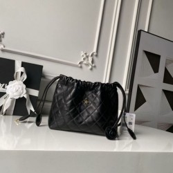Qualità superiore Replica Borsa a secchiello trapuntata Chanel 26s con coulisse AP5317 Nero Imitazione Outlet