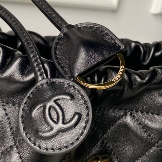 Qualità superiore Replica Borsa a secchiello trapuntata Chanel 26s con coulisse AP5317 Nero Imitazione Outlet