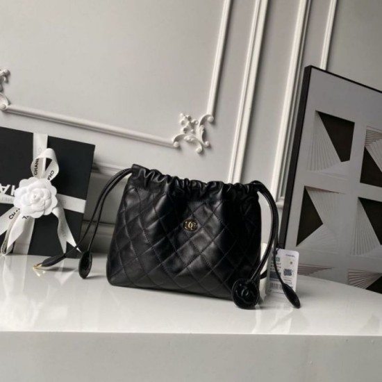 Qualità superiore Replica Borsa a secchiello trapuntata Chanel 26s con coulisse AP5317 Nero Imitazione Outlet