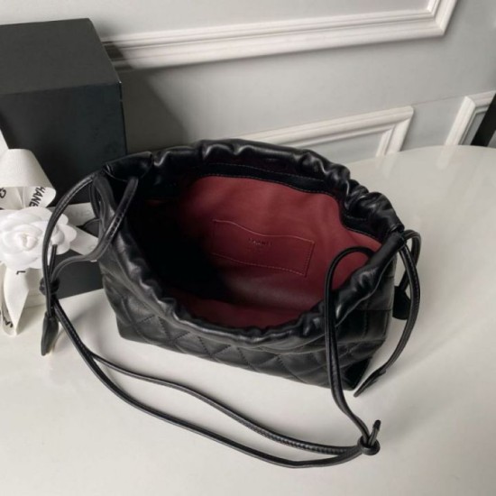 Qualità superiore Replica Borsa a secchiello trapuntata Chanel 26s con coulisse AP5317 Nero Imitazione Outlet