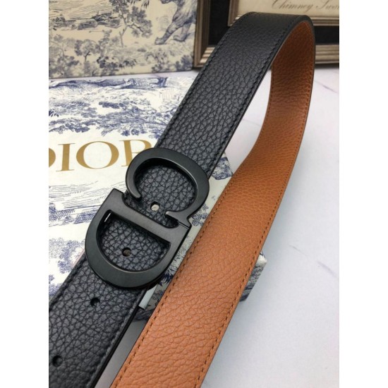 Replica Cintura Dior Montaigne Reversibile da 35mm vitello ultra opaca Imitazione Outlet